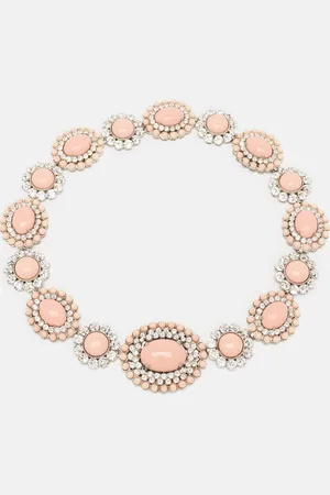 Miu Miu Composite Crystal Embellished Silver Tone Floral Choker Necklace