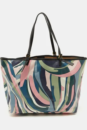 Emilio Pucci Printed Coated Canvas and Leather Shopper Tote