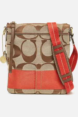 Coach /Orange Signature Fabric and Leather Swingpack Messenger Bag