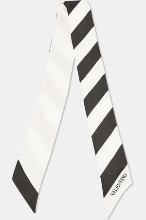 VALENTINO /White Striped Silk Bandeau Scarf