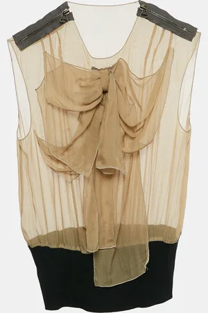 Lanvin Sheer Silk Bow Detail Sleeveless Top S