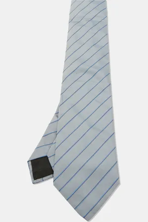 Hermès /Blue Diagonal Striped Silk Classic Tie
