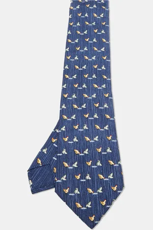 Hermès Whimsical Chickens Print Silk Classic Tie