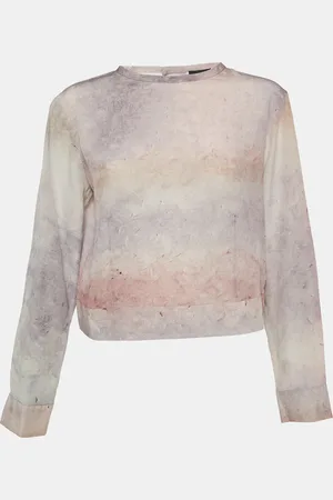 Giorgio Armani /Purple Printed Silk Open Back Blouse L