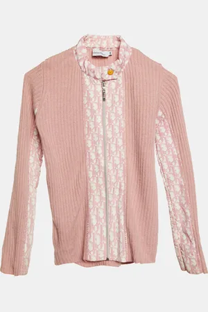 Dior Christian Kid Vintage Rib Knit Wool Trotter Print Paneled Cardigan 10 Yrs