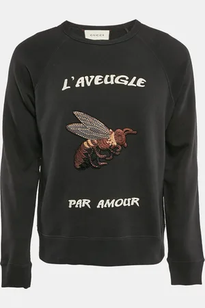 Gucci Charcoal Bee Embroidered Cotton Sweatshirt S