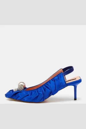 Rochas Satin Crystal Embellished Slingback Pumps Size 40