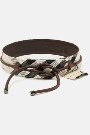 Burberry /Brown Mega Nova Check Canvas and Leather Waist Belt 70 CM