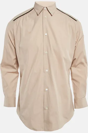 Hermès Cotton Button Front Leather Trimmed Shirt M