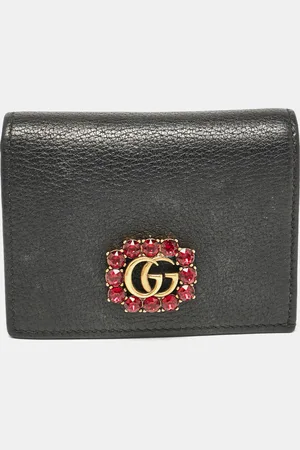 Gucci Leather Crystals GG Marmont Card Case