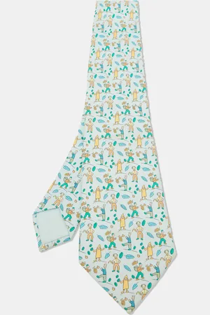 Hermès Multicolor Les Vendanges Print Silk Classic Tie