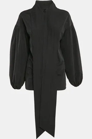 VALENTINO Cotton Blend Tie-Up Neck Detail Puff Sleeve Top S