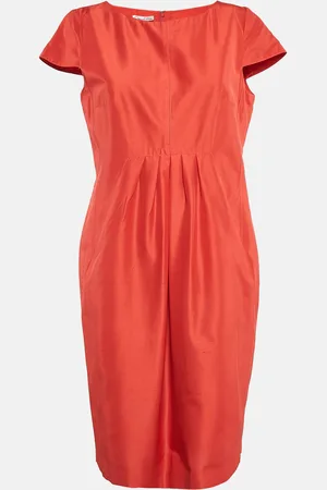 Oscar de la Renta Silk Cap Sleeve Midi Dress M