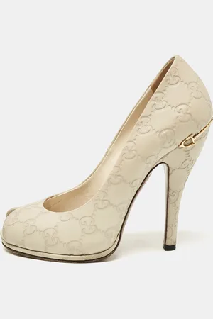 Gucci Ssima Leather Peep Toe Pumps Size 36.5