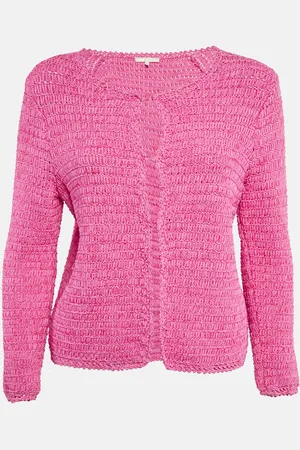 Maje Fuchsia Chunky Crochet Knit Madona Cardigan L