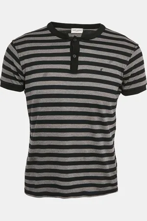 Saint Laurent And Grey Striped Cotton T-Shirt M