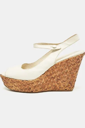 Prada Leather Platform Wedge Ankle Strap Sandals Size 40