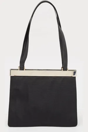 Gucci Canvas and Leather Metal Frame Tote