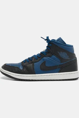 Nike /White Leather Air Jordan 1 Mid Top Sneakers Size 42