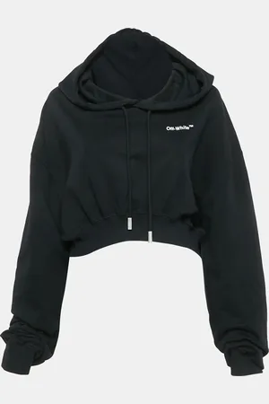 OFF-WHITE Cotton Hooded Crop Sweatshirt M