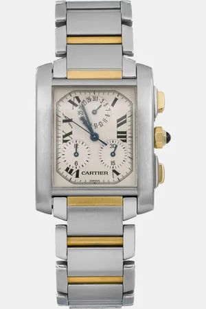 Cartier White 18K Gold Stainless Steel Tank Francaise W51004Q4 Quartz Women