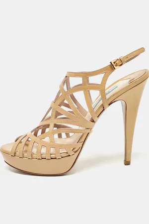 Prada Patent Leather Caged Platform Sandals Size 38.5