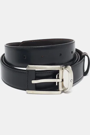 Montblanc /Brown Leather Cut to Size Reversible Buckle Belt