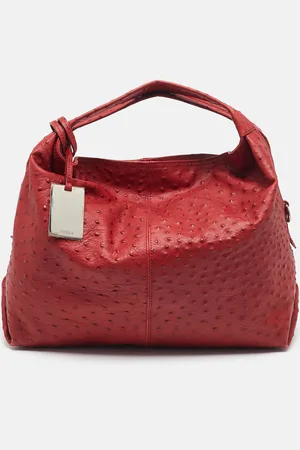 Furla Ostrich Embossed Leather Elizabeth Hobo