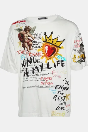 Dolce & Gabbana Doodle Print Cotton Crew Neck T-Shirt XL