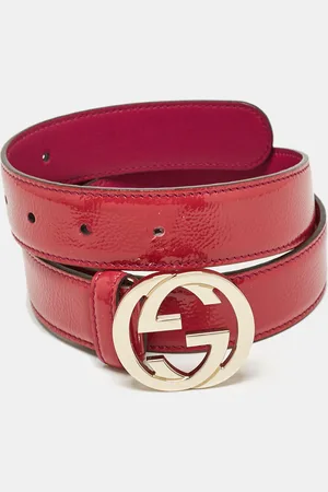 Gucci Patent Leather Interlocking G Buckle Belt 80 CM
