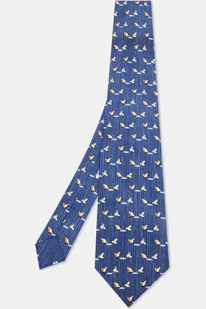 Hermès Hermès Multicolor Umbrella Print Silk Classic Tie