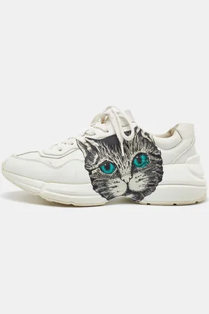 Gucci Leather Mystic Cat Rhyton Low Top Sneakers Size 40