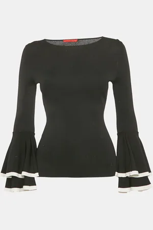 Carolina Herrera Stretch Knit Bell Sleeve Top XS