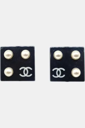 CHANEL Square Clip-On Earrings