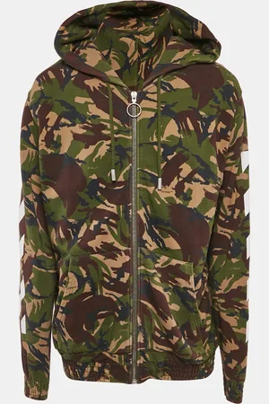OFF-WHITE Camouflage Print Cotton Knit Hooded Zip-Up Jacket XL