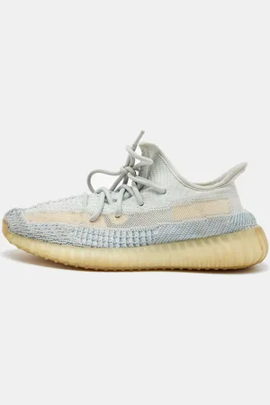 adidas /White Knit Fabric Boost 350 V2 Cloud White Non-Reflective Sneakers 41 1/2