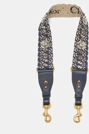 Dior Oblique Embroidery Canvas and Leather Shoulder Bag Strap