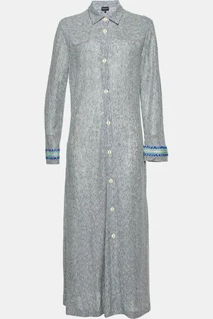Giorgio Armani /White Linen and Cotton Knit Long Shirt Dress M