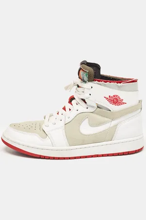 Nike /Grey Leather and Suede Jordan 1 High Zoom Air CMFT Hare Sneakers Size 42.5