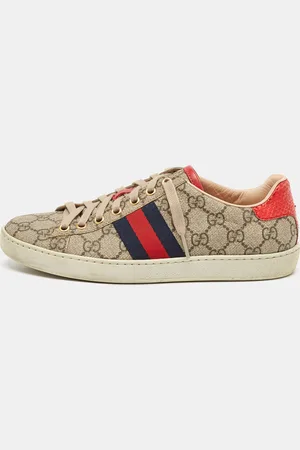 Gucci Brown GG Canvas Ace Web Sneakers Size 37