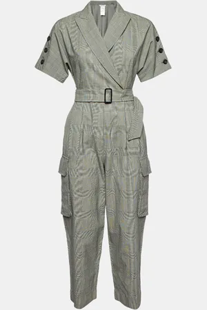 Max Mara Check Virgin Wool Belted Jumpsuit S