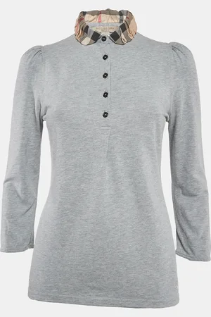 Burberry Brit Checks Detail Collar Cotton Pique T-Shirt M