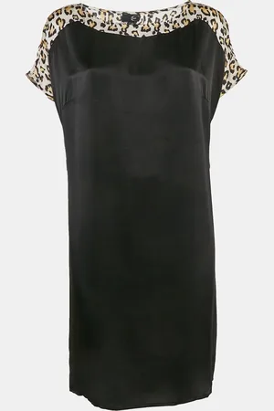 Roberto Cavalli Silk Animal Print Trimmed Mini Dress L