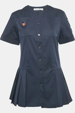 Dior Christian Applique Detail Pleated Mini Dress M