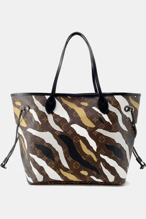 LOUIS VUITTON Noir/Gold/Silver Monogram Neverfull MM Tote Bag