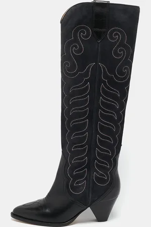 Isabel Marant Leather Cowboy Knee Length Boots Size 38