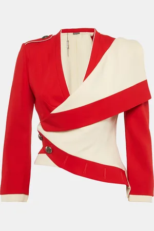 Alexander McQueen /Cream Wool Blend Asymmetric Jacket M