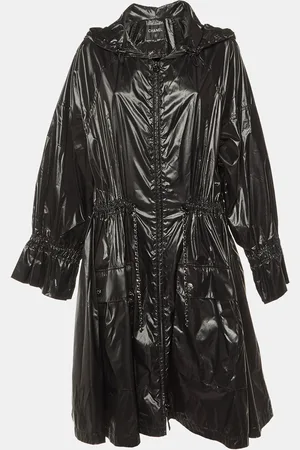 CHANEL Nylon Hooded Zip Up Coat L
