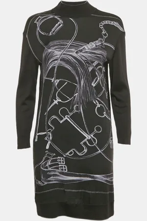 Hermès Printed Silk and Knit Mini Dress S