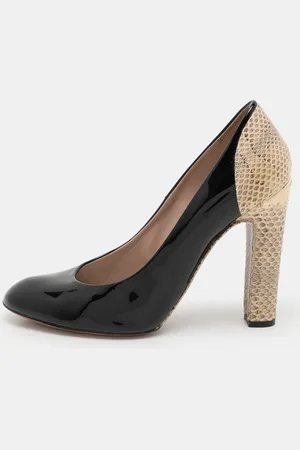 Chloé /Beige Patent Leather and Snakeskin Leather Pumps Size 39